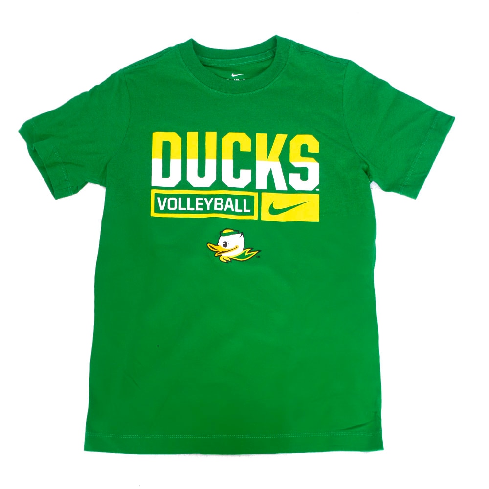 Fighting Duck, Nike, Green, Crew Neck, Cotton, Kids, Youth, Volleyball, Mascot, T-Shirt, 845837